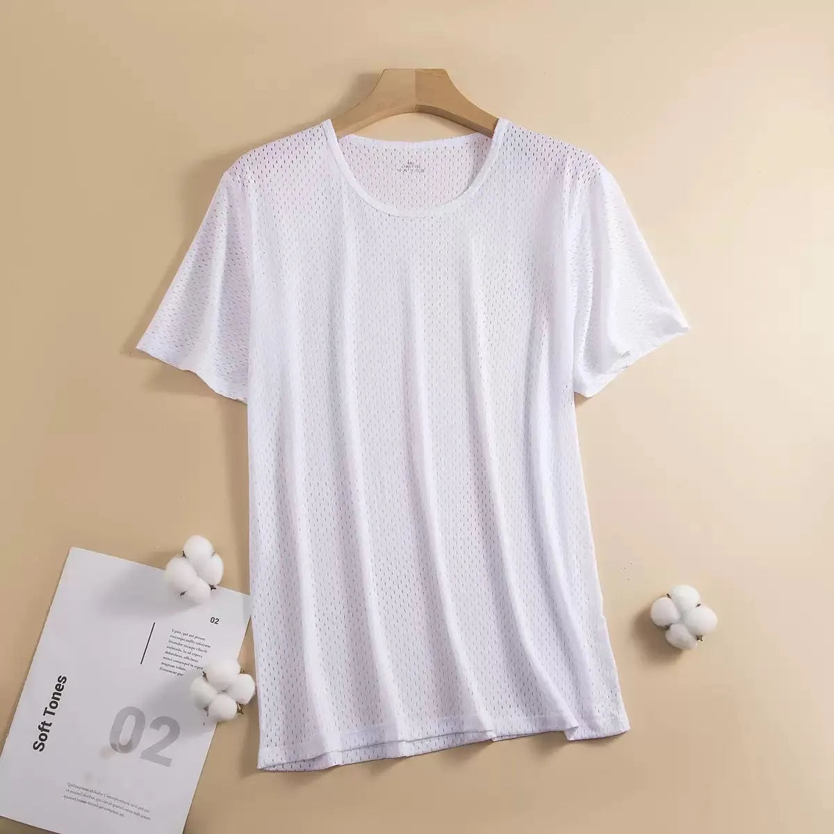 Ice silk men's short sleeve T-shirt in loose crew neck fit shown in multiple colour options