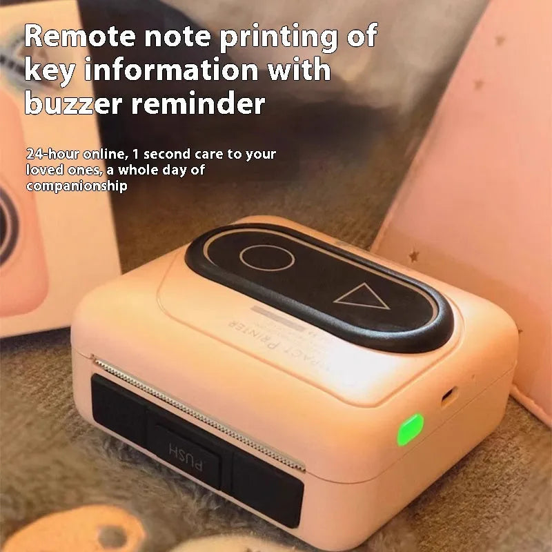 Avocado green coloured portable Bluetooth thermal mini printer next to a mobile phone