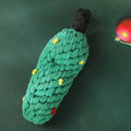 Christmas cotton rope dog toy set with red and green candy cane, bone and Christmas tree shapes for small and medium dogs.