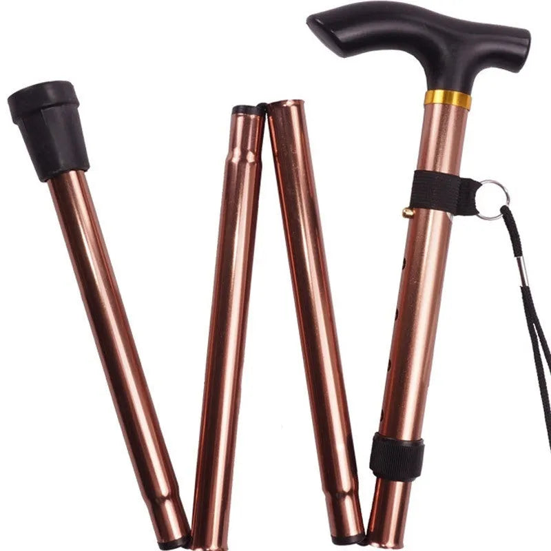 Aluminium folding walking stick with adjustable 85-95cm height in six colour options
