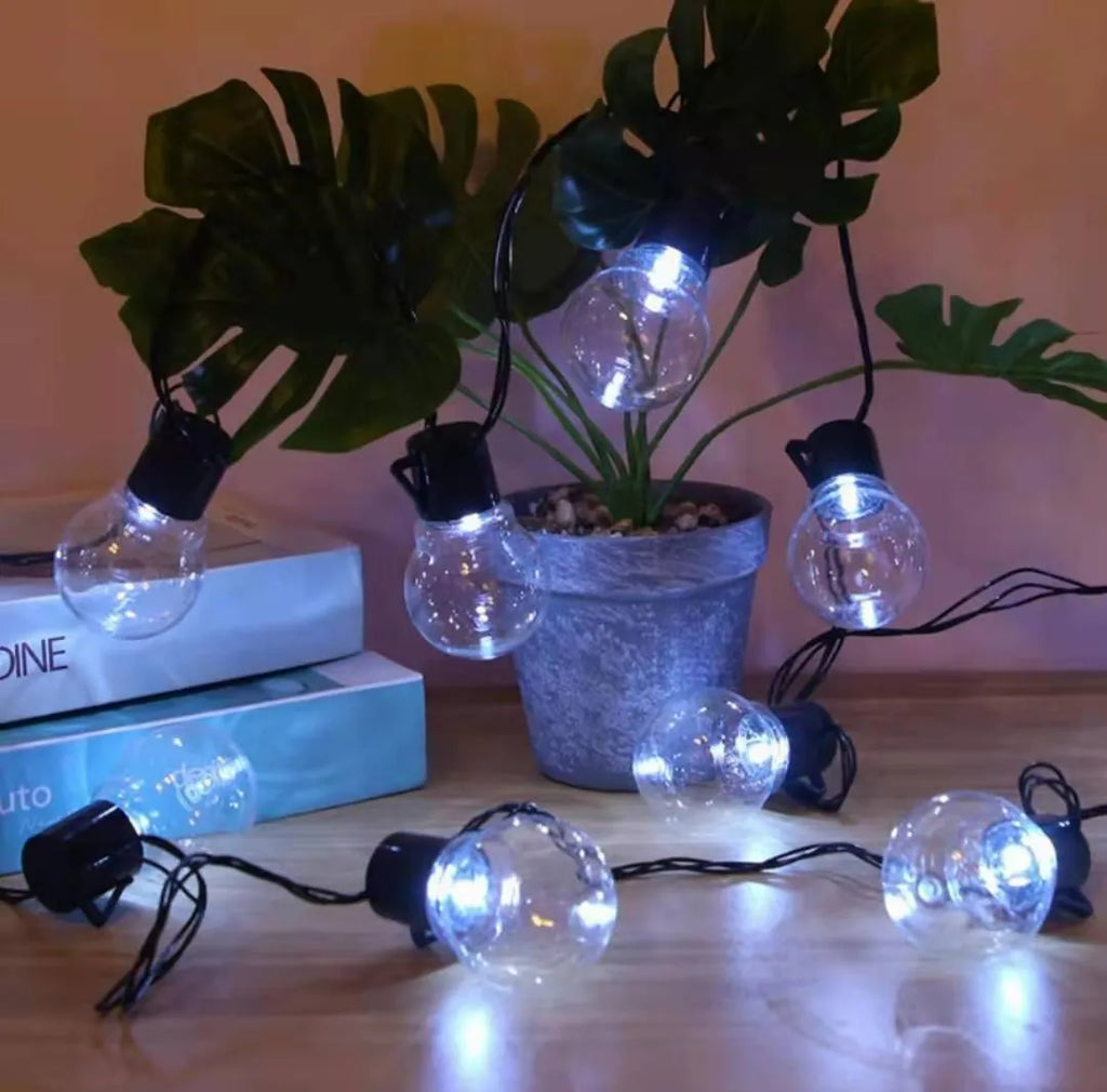 10 metre black wire solar decorative lights with 40 LED lamps for outdoor tent and festival lighting