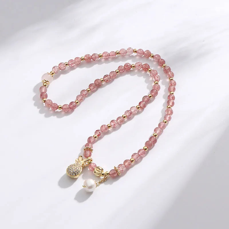 Strawberry quartz geometric bracelet for women with money drawing and luck changing focus