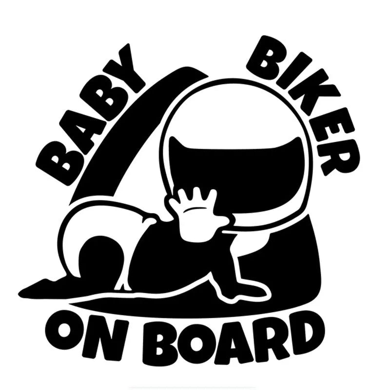 Reflective BABY ON BOARD car sticker 14.5x15 cm black and white safety warning