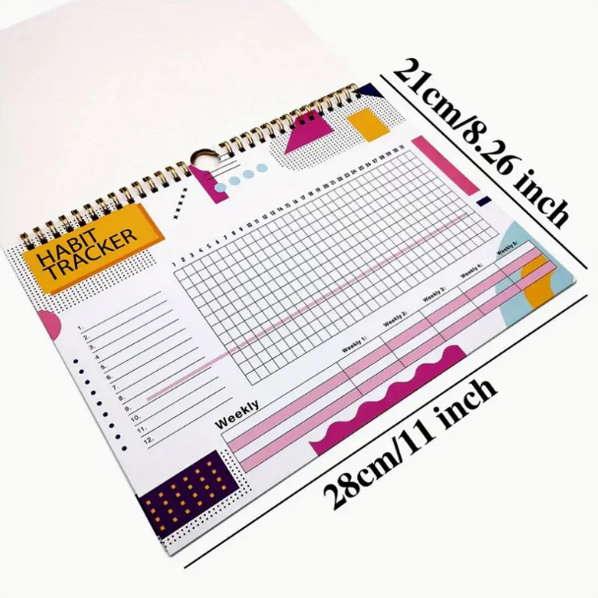 Habit tracking planner book with 12 pages in A4 size showing flower white cover option