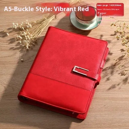 A5 soft leather notebook in business brown colour with pu cover and wood-free paper pages