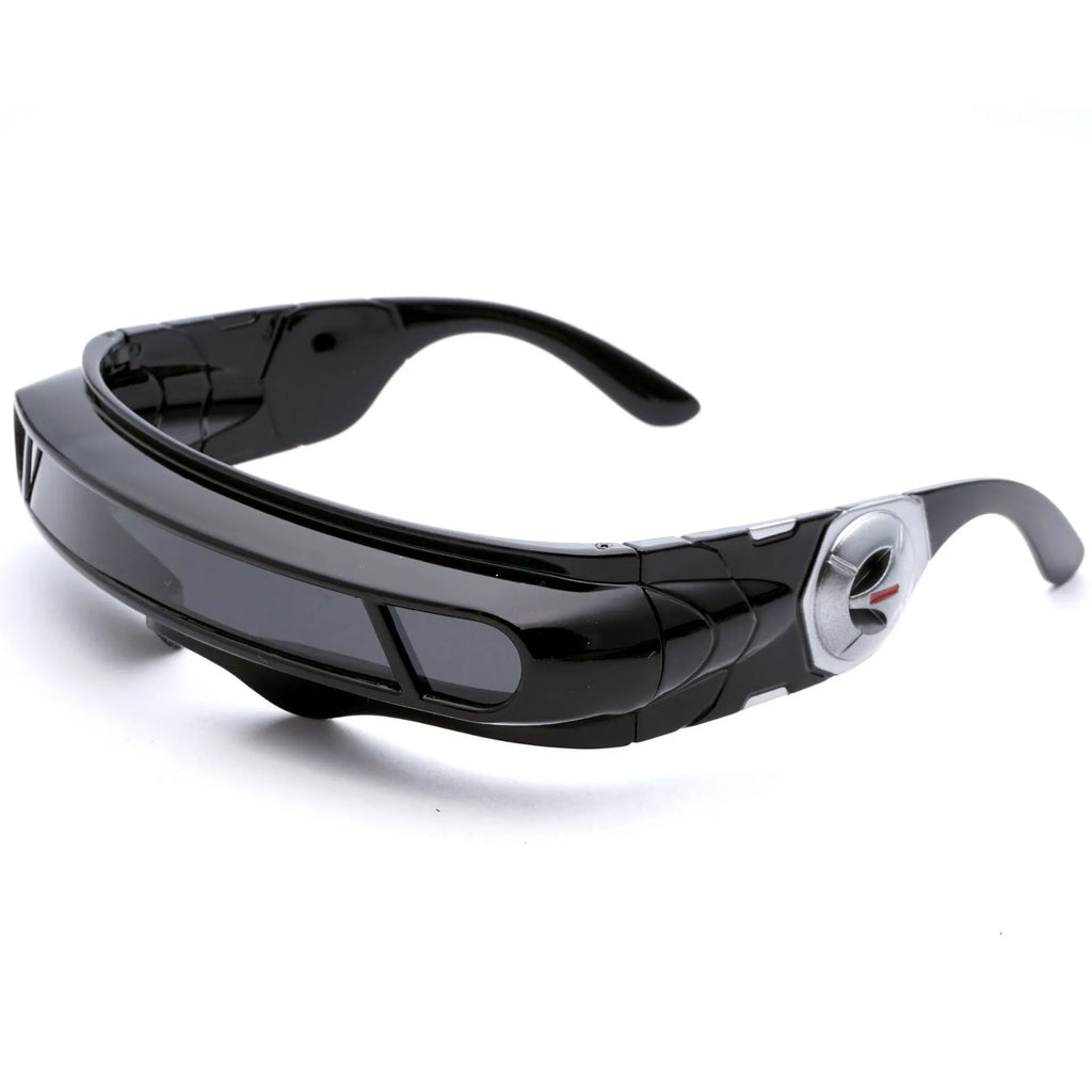 Black frame polarised sports sunglasses with a choice of grey, red mercury, or blue mercury lenses.
