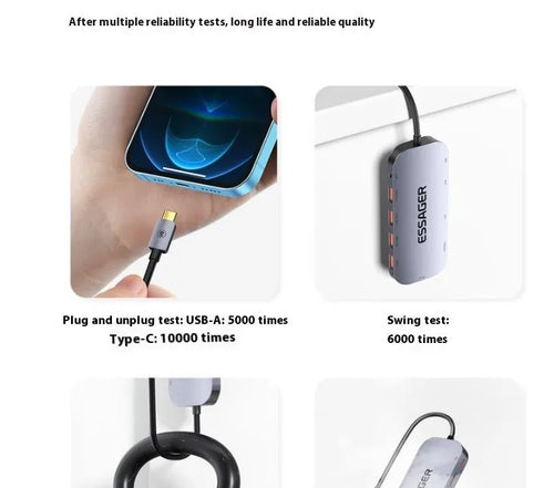 11-in-1 USB-C expansion docking station with Gigabit Ethernet port and 20cm cable
