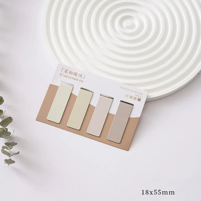 Four Morandi colour block magnetic bookmarks showing different palette combinations