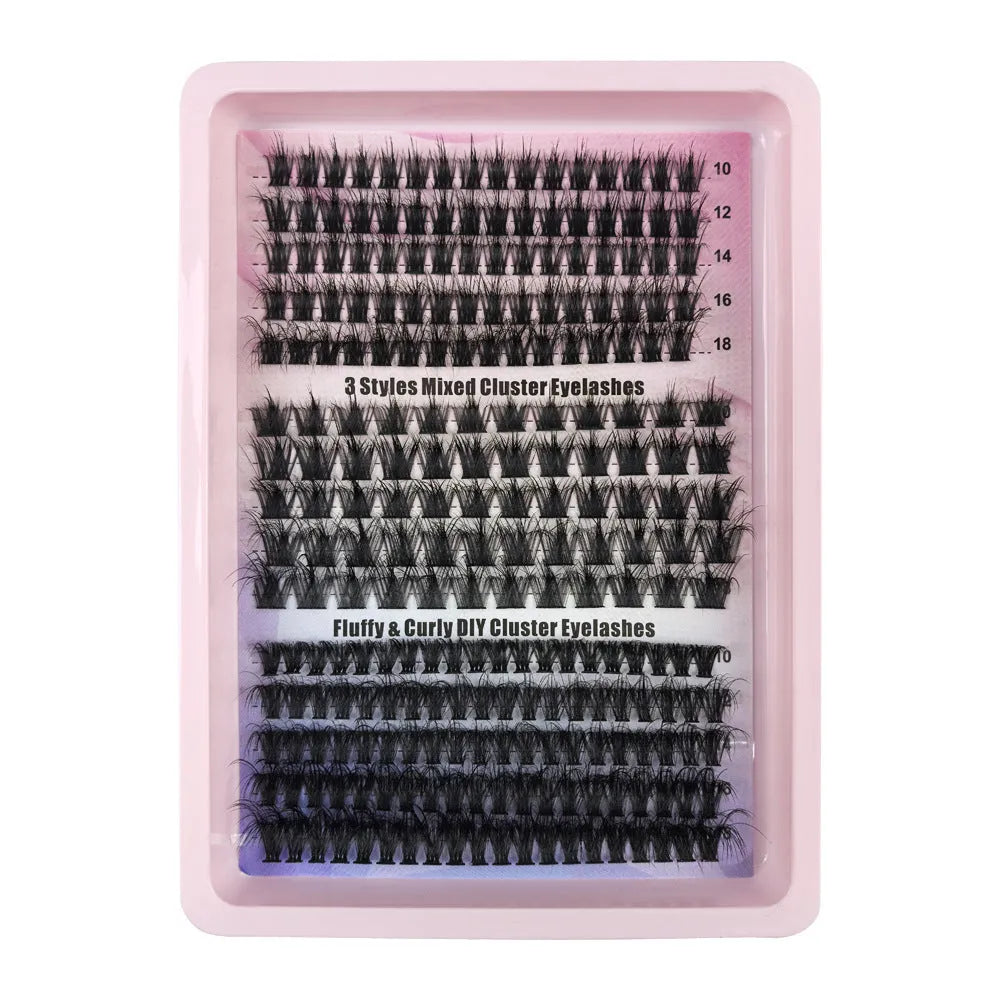 Large capacity box of messy mixed false eyelashes in high imitation material, measuring 13.7cm by 13.5cm.