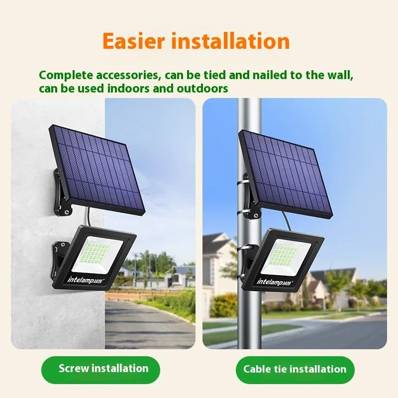 Outdoor solar-powered LED courtyard light with waterproof IP65 rating for garden and pathway illumination