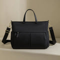 Women's fashion briefcase in Oxford cloth with laptop compartment and contrast stitching