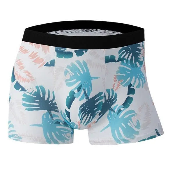 Ice silk men's underwear with fashion printing pattern in mid waist design