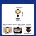Solid wood retro palace table lamp with USB cable and touch controls on desk.
