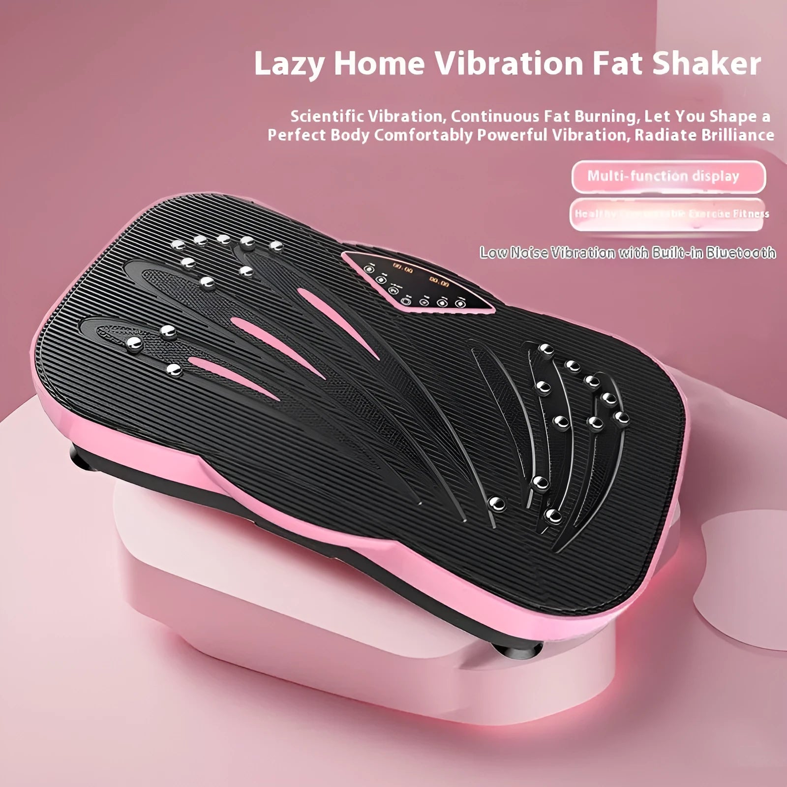 Black smart remote control vibration plate fitness equipment with display panel