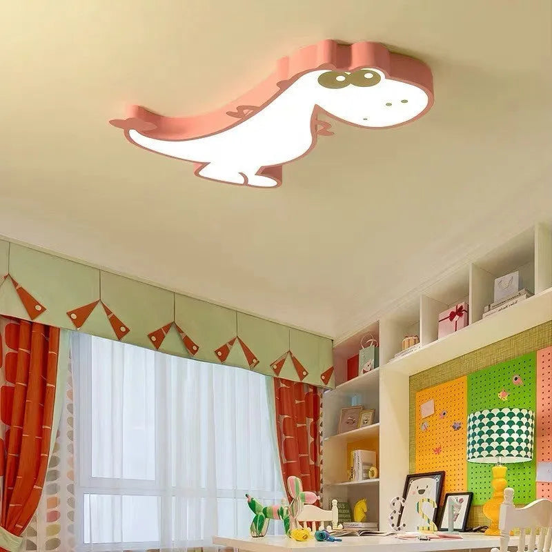 Cartoon dinosaur ceiling light with 48cm diameter and aluminium construction for children's bedrooms