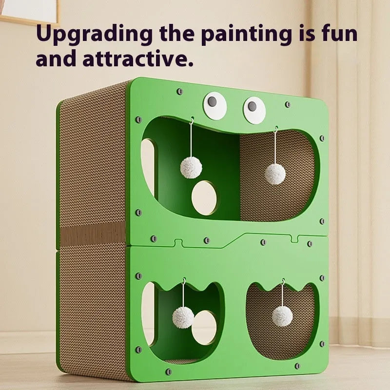 Double-layer cat scratching board nest with wear-resistant surface in cute design options