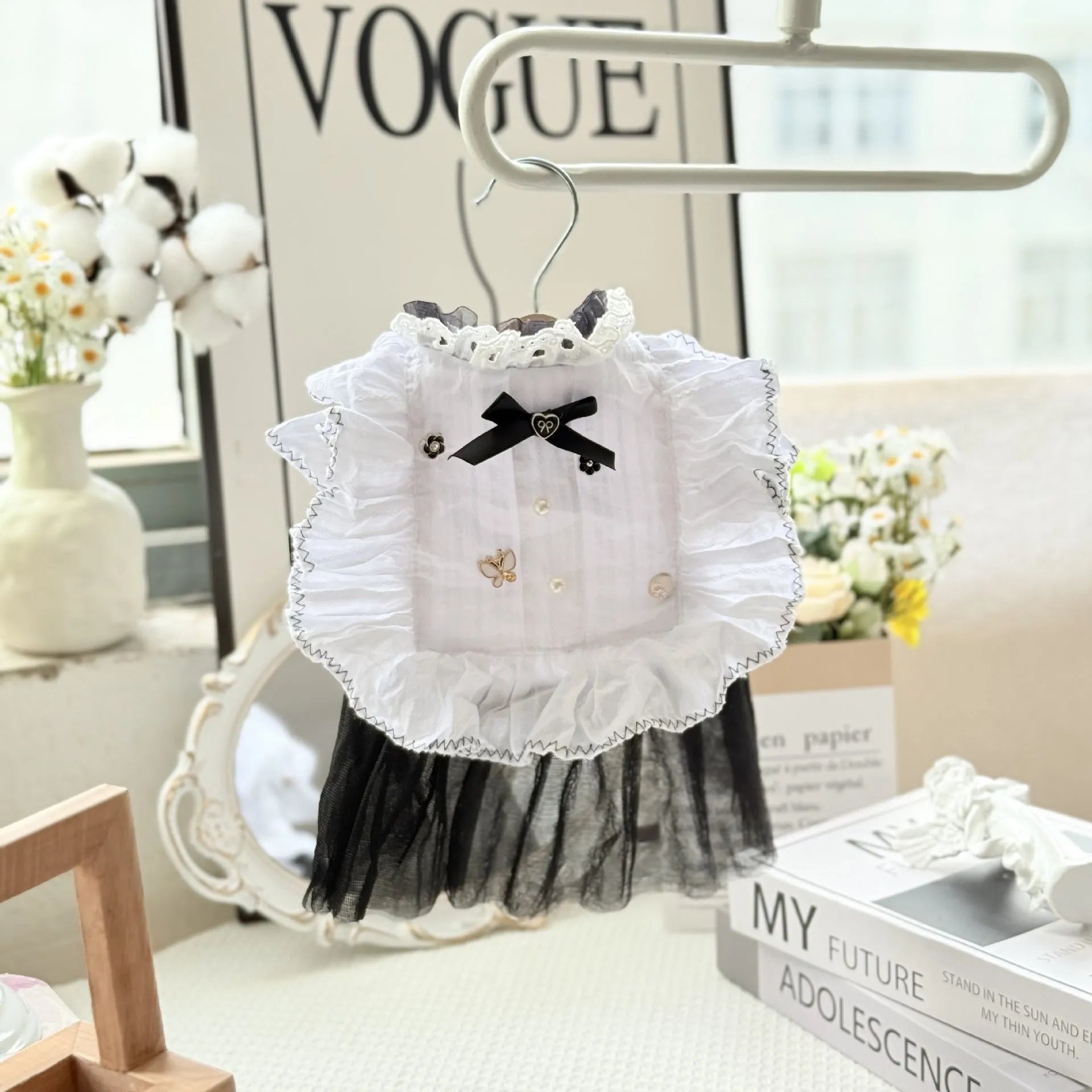 White yarn waltz gauze skirt pet dog clothing in princess style for small dogs