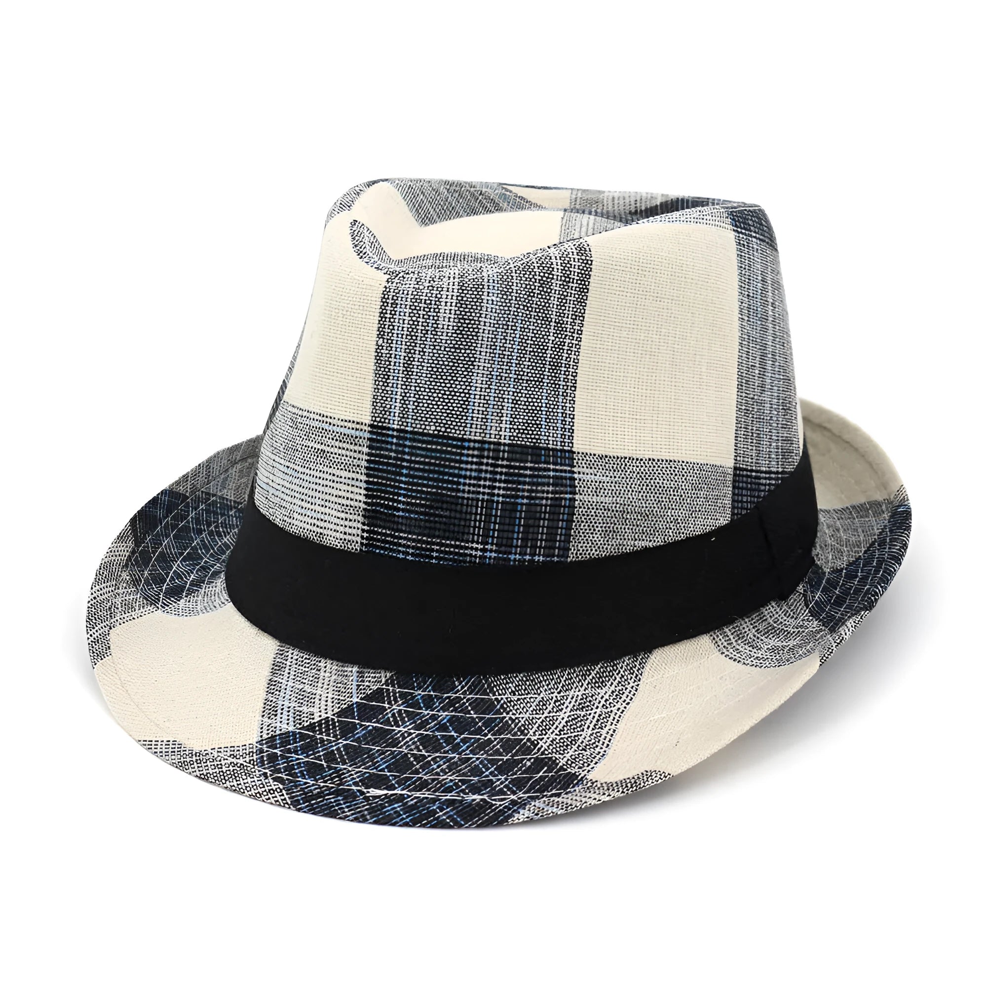Bell crown polyester sun hat with 4.5cm brim in black or blue colour