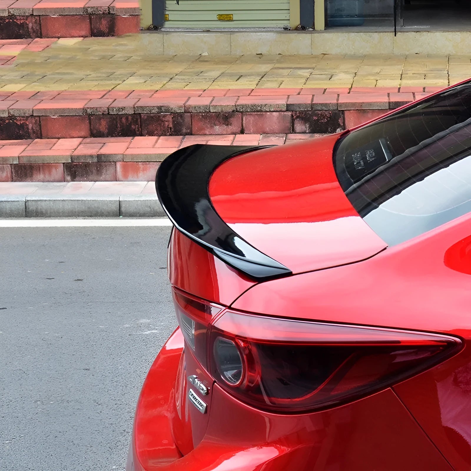 Mazda 3 Axela Exela modified sports tail trim bright black large fixed wind surround blade