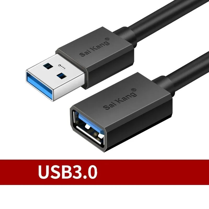 Black USB extension cable male to female connector with length options from 1 to 5 metres