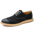 Men's black retro lace-up low-top business formal leather shoes with a rubber sole.