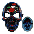 LED skeleton mask in plastic, 23 x 18cm, with four light modes and ten colour options for Halloween and parties