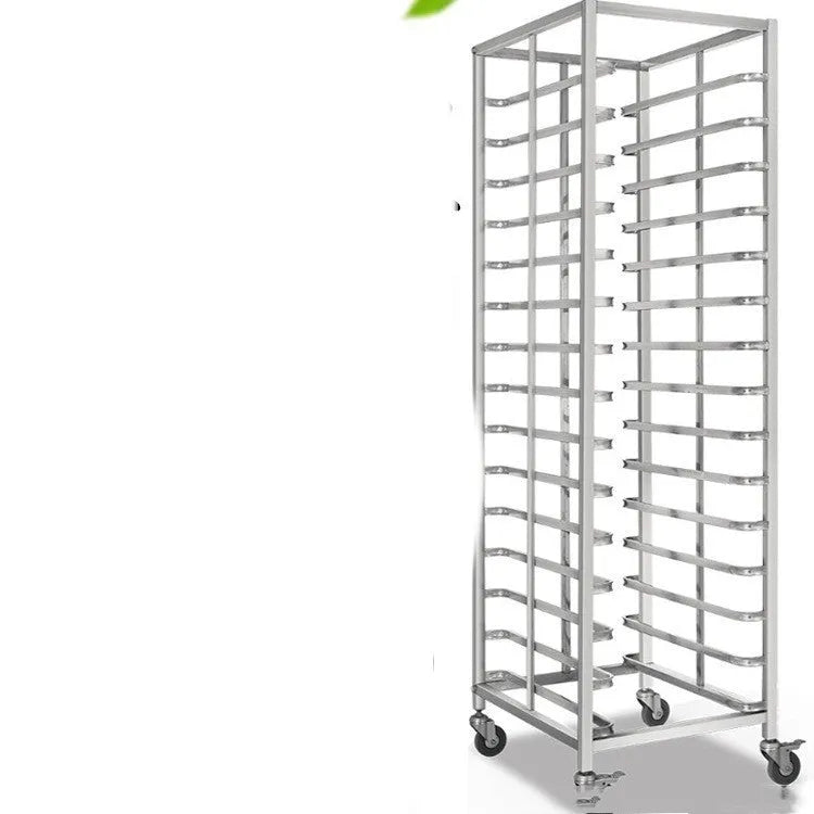 Six-layer stainless steel baking tray rack with locking mechanism for 40x60cm baking sheets