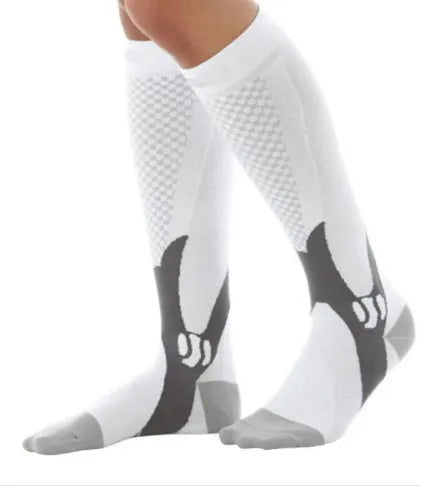 Graduated compression socks for men and women in black, blue, orange, pink, and white colour options