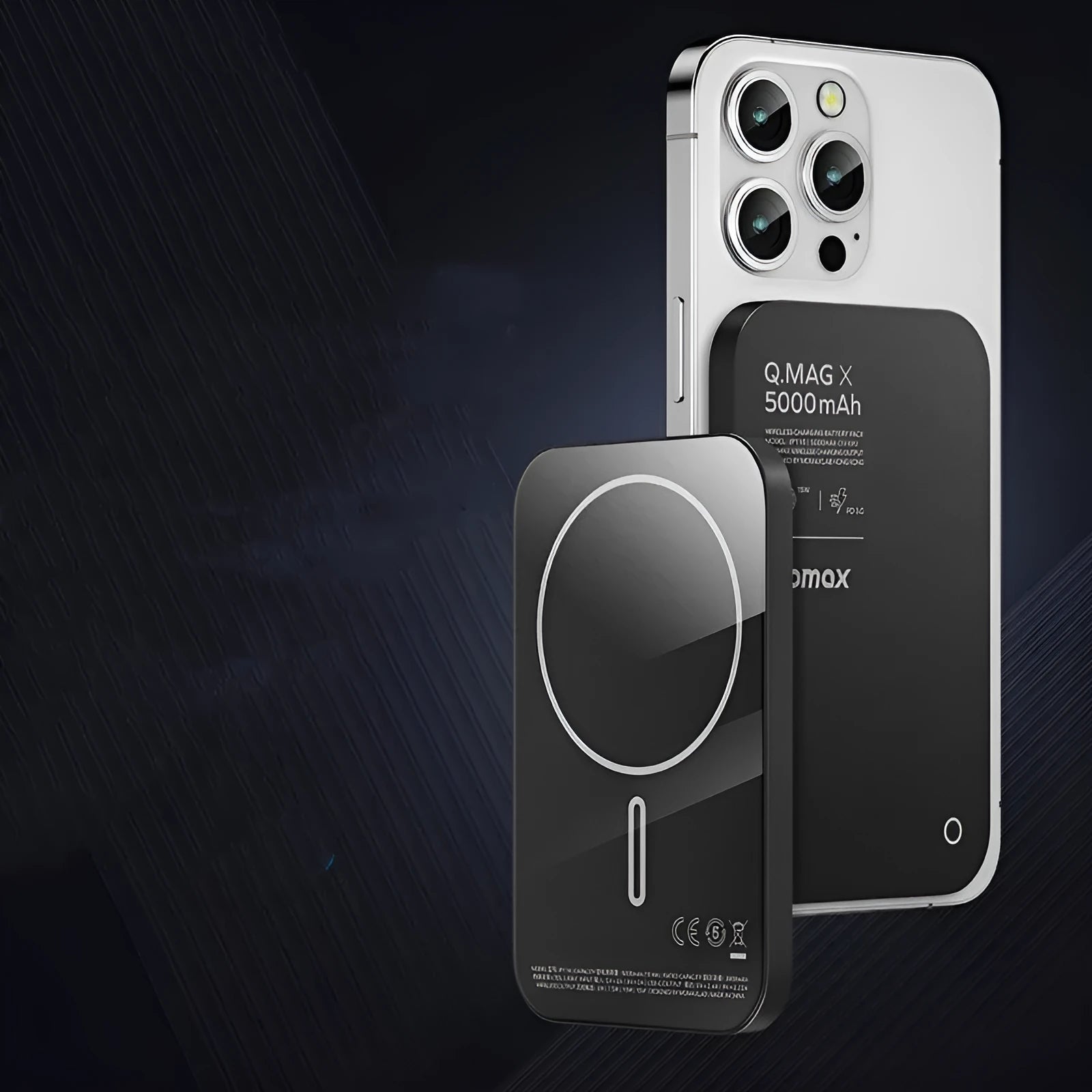 Magnetic wireless alloy power bank in titanium gold and black, showing creative design.