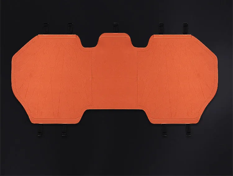 Tailored leather ultra thin car seat cover in Hermes Orange with gradient drilling detail