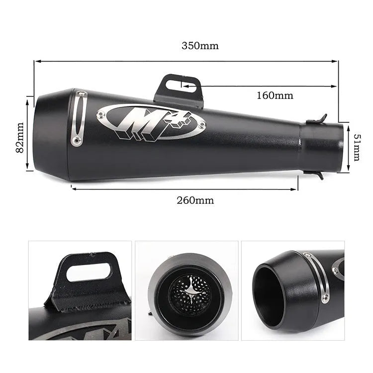 Universal M4 motorcycle exhaust pipe for large displacement bikes in multiple colour options
