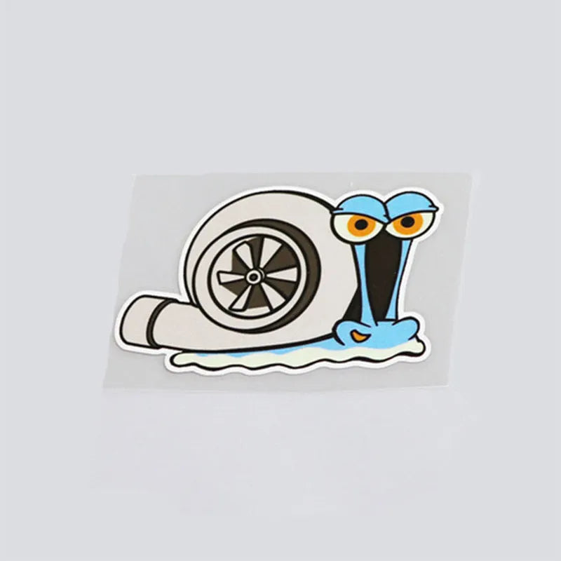Reflective cartoon snail car sticker decal measuring 12 by 8 cm.