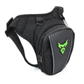 Motorcycle leg bag in 1200D Oxford cloth shown with adjustable straps for crossbody, waist, or shoulder wear.