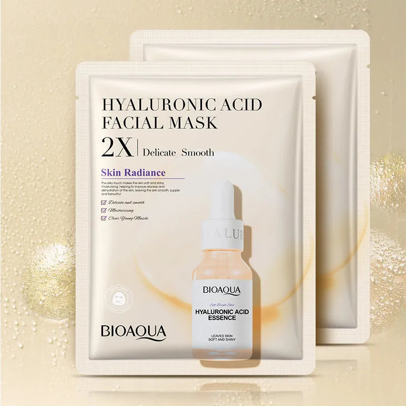 Single-use facial sheet mask with gel serum, shown in Centella, Collagen, Hyaluronic Acid or Vitamin C variants.