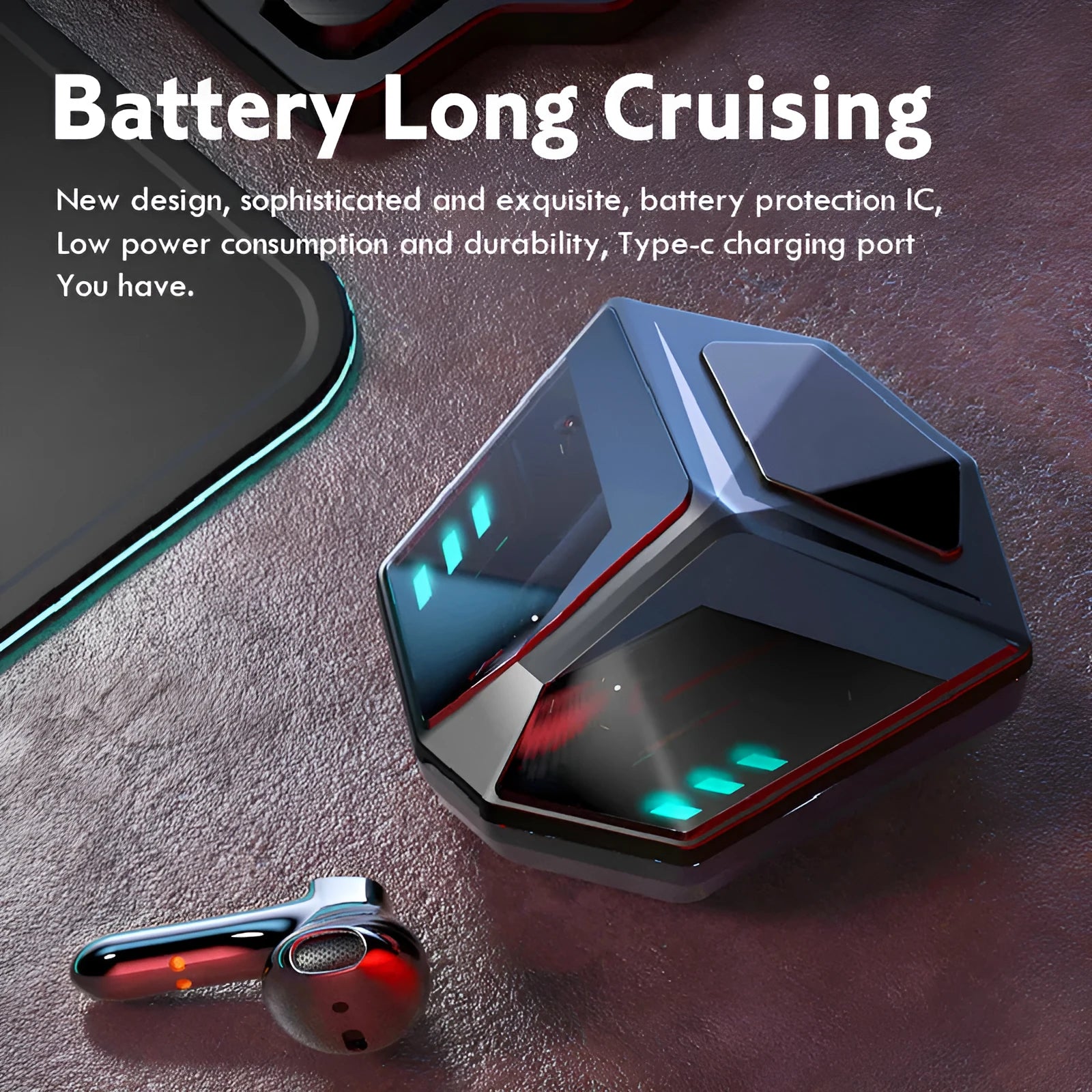 Wireless Bluetooth gaming headset with motion noise reduction in picture colour