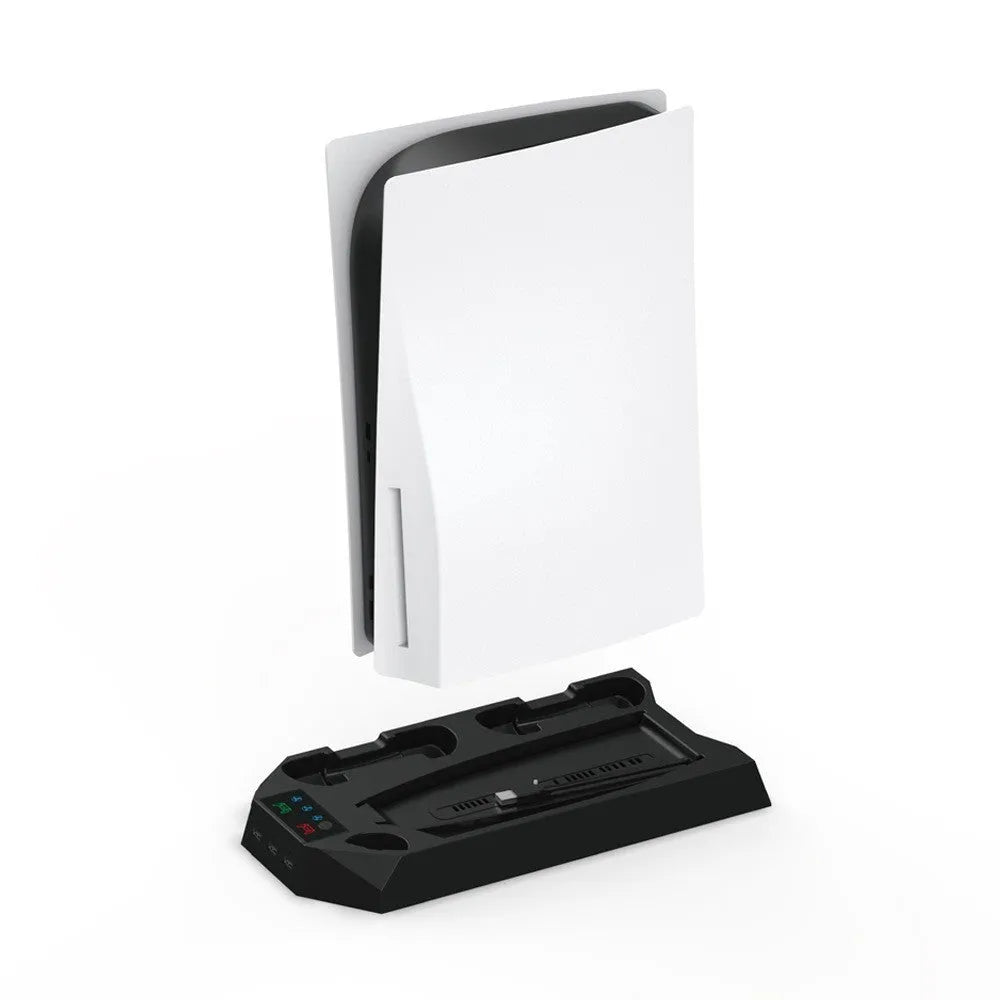 PS5 charging base radiator stand in white or black with controller storage and heat dissipation