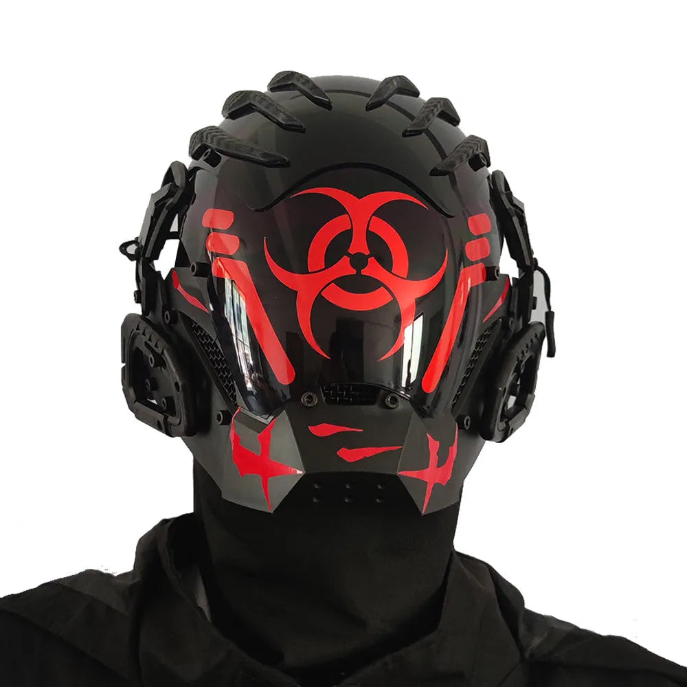 Black bioweapon tech prop mask full face helmet for costume and party use