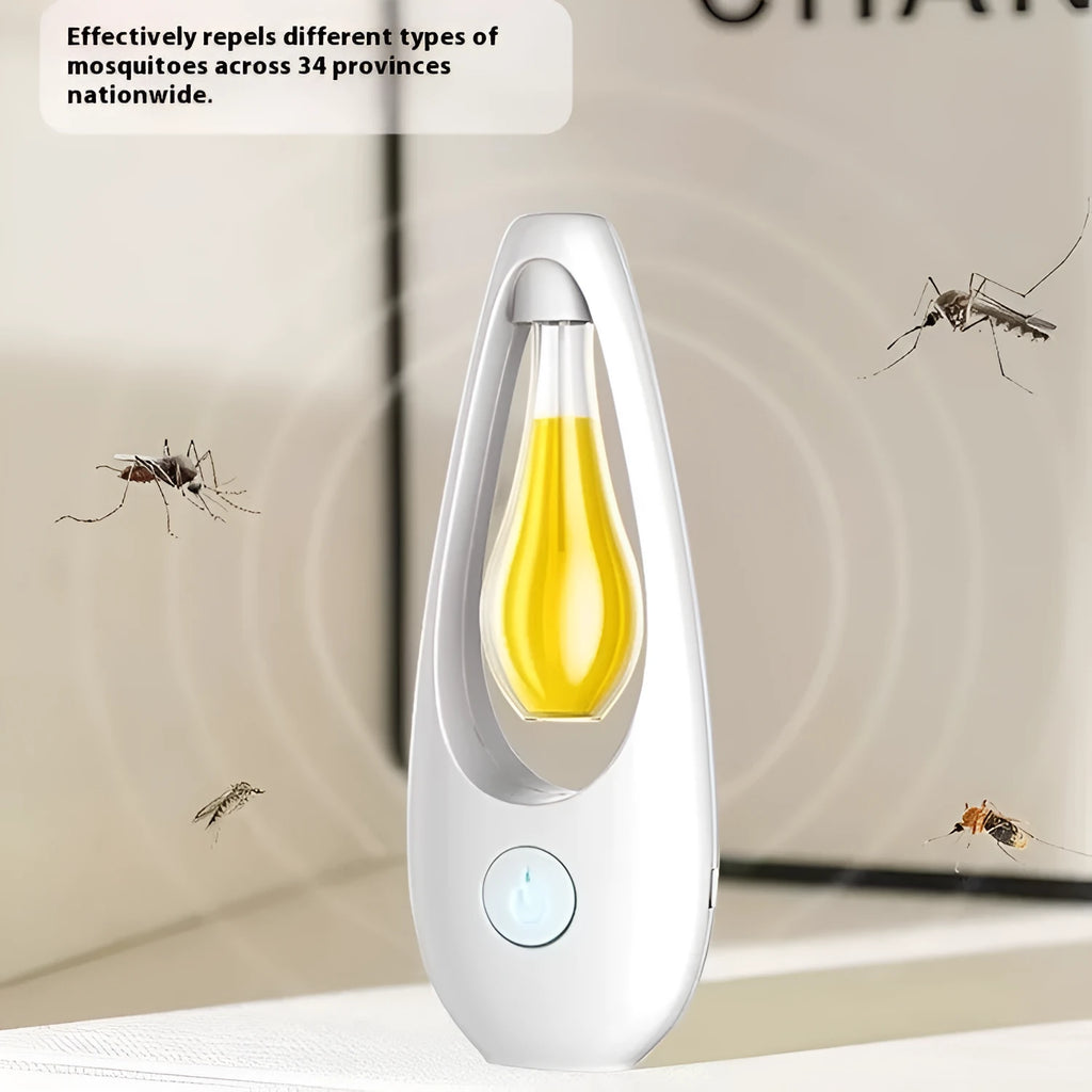 White ultrasonic essential oil diffuser with remote control on a wooden table