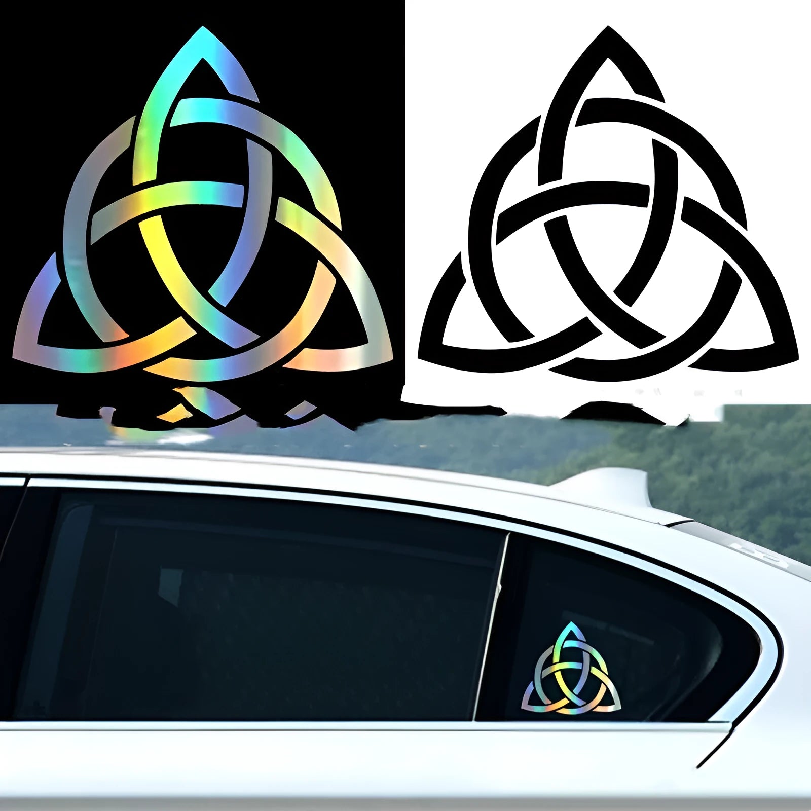 Black vinyl car body sticker applied to a vehicle door panel.