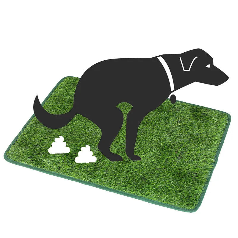 Green artificial grass dog toilet training mat showing realistic turf texture for pet familiarity