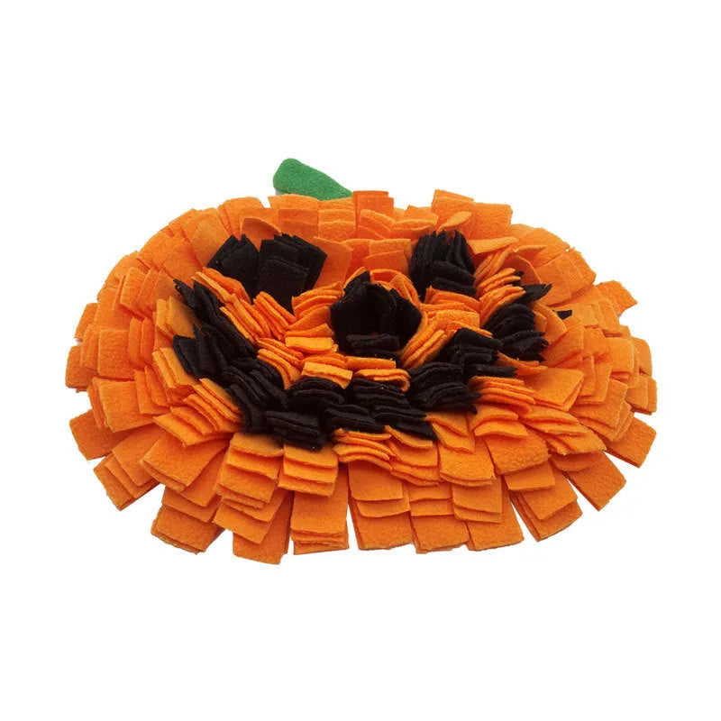 Orange polar fleece pet smell mat measuring 25x34x3cm for dog feeding enrichment