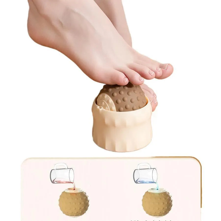 Massage ball set in caramel mocha and green colours with cold hot compress functions