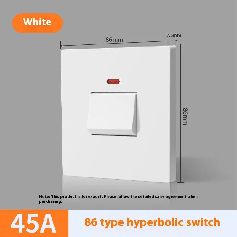Curved rack electrical switch with light indicator for water heaters and air conditioners