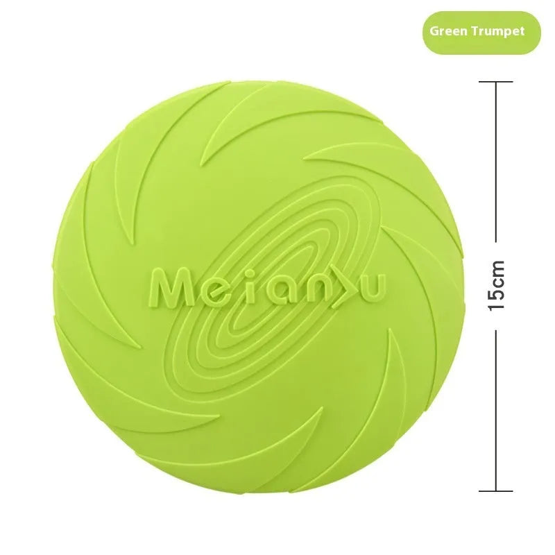 Soft rubber dog frisbee in multiple sizes and colours for outdoor walking and play