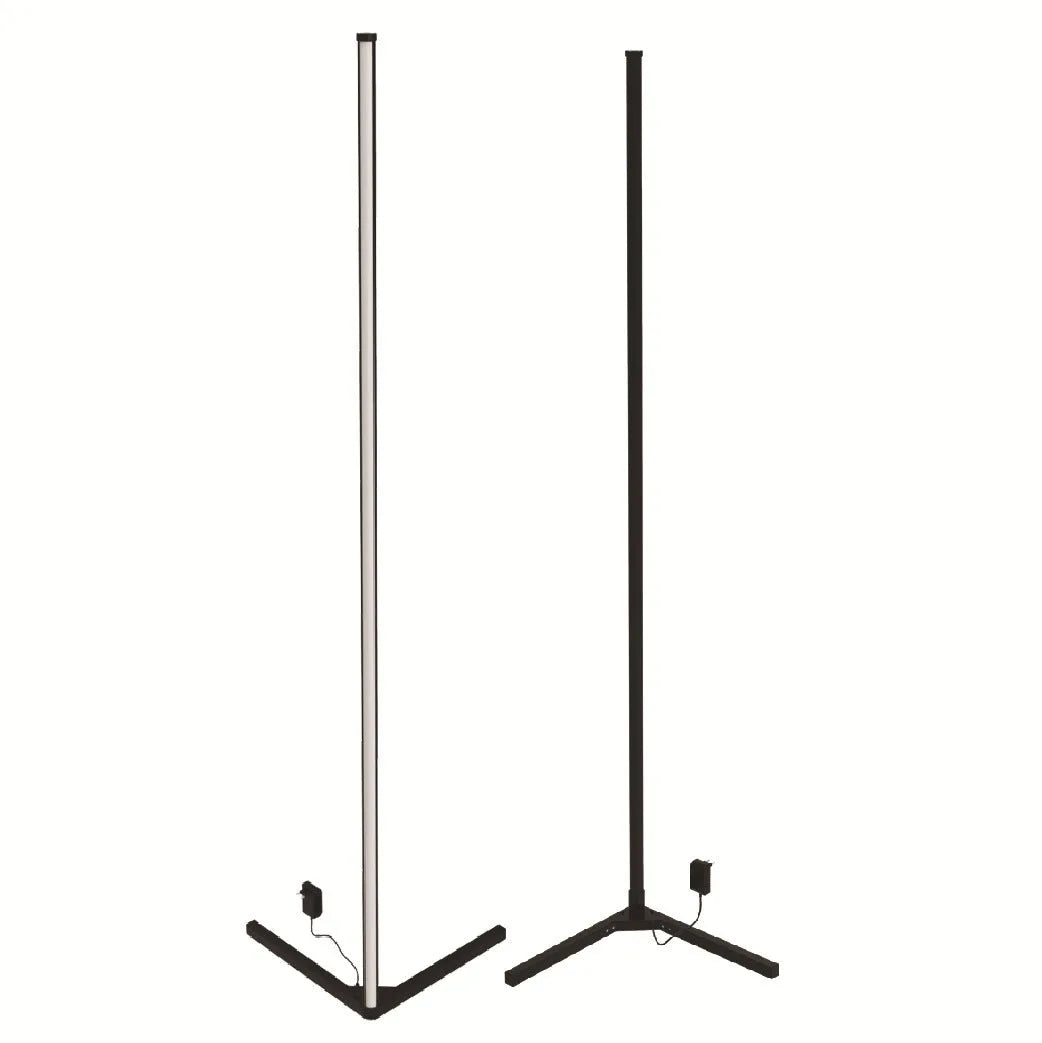 Black aluminium alloy smart floor lamp with RGB lighting and remote control