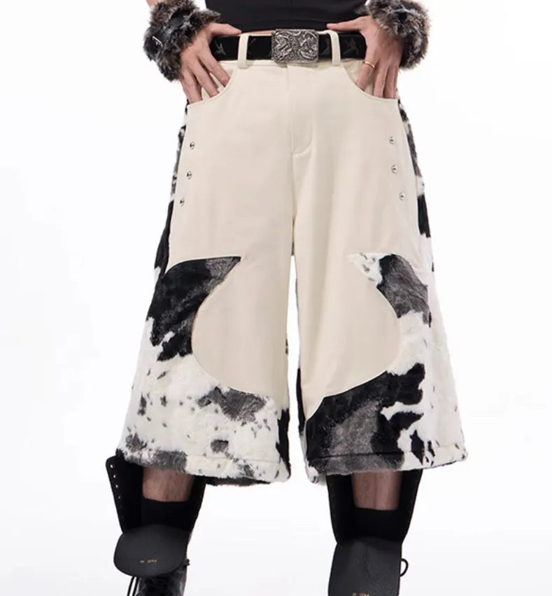 Women's cropped trousers in recycled milk fibre with animal print fur and personalised pattern options