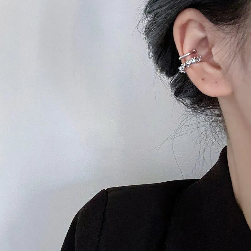 Alloy geometric ear clip earrings with irregular shape and frosty finish in B4710 colour