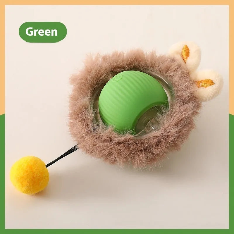 Silicone cat rolling ball toy in three colour options for self-play and feline entertainment