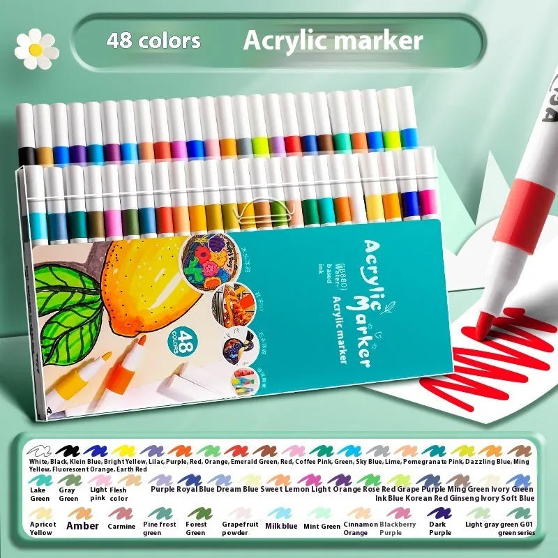 Plastic acrylic marker pen set with multicolour options in packaging box