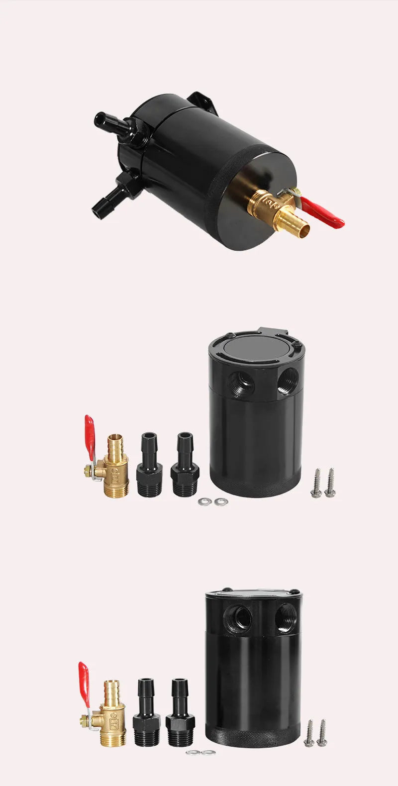 Aluminium automotive oil pot with two-hole design in black or silver